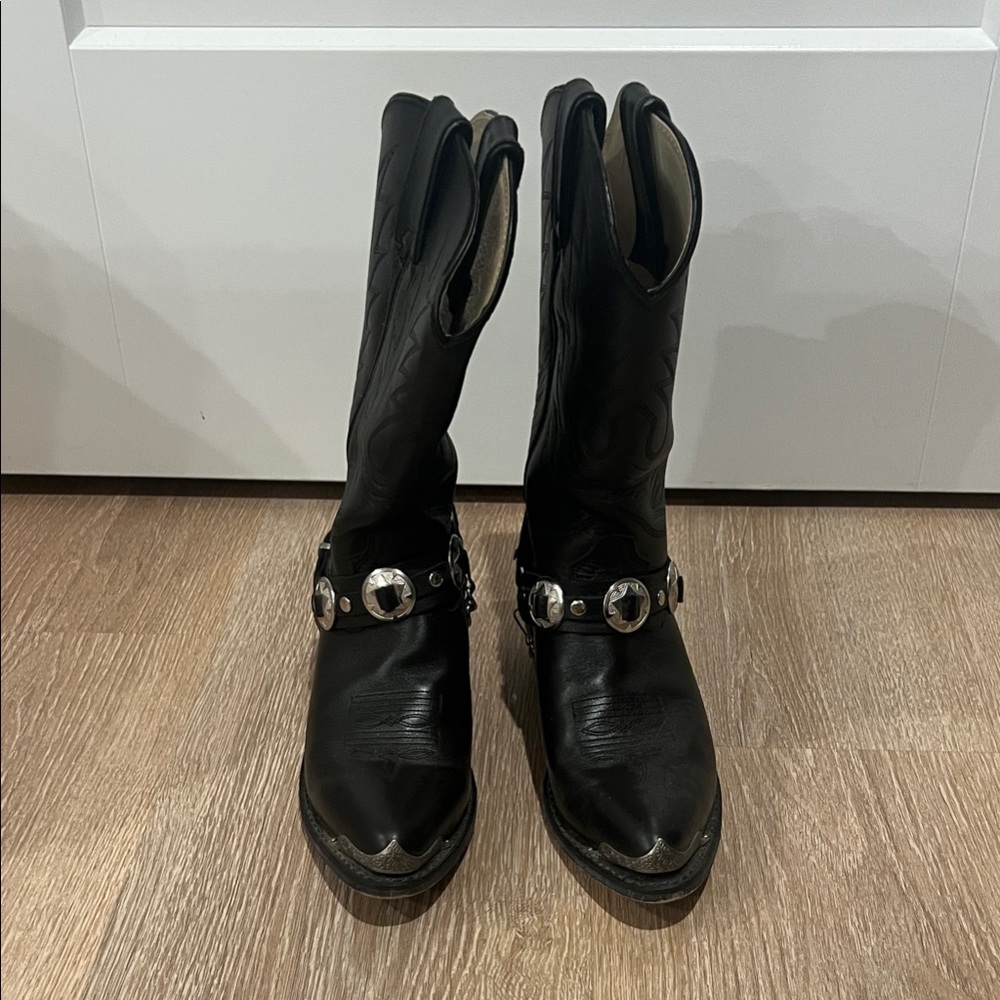 Durango Black Cowboy Boots with Silver Accents